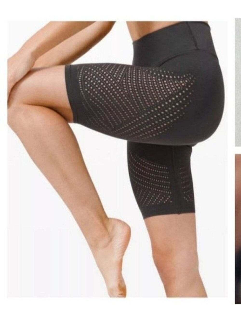 LULULEMON Size 4 Reveal Bike Shorts Digital Rain Graphite Laser Cut 9" LW7AZHS - Picture 2 of 6